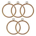 PATIKIL 5 Pieces 5 Inch Embroidery Hoops Frame Round Imitated Wood Circle Cross Stitch Hoop Ring for Embroidery Art Craft Handy Sewing Decoration