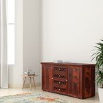 Amazon Brand - Solimo Machid Solid Sheesham Wood Sideboard Cabinet, Honey Finish, 2 Doors