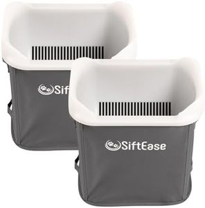 Cat Litter Sifter - SiftEase Sifting Litter Box Cleaner, Large Litter Box Sifter with Bin for Fast & Easy Scoop Free Cleaning and Longer Lasting Litter (2 Pack Dark Grey)