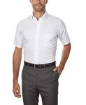 Van Heusen Men's Dress Shirts Short Sleeve Oxford Solid, White, 20" Neck