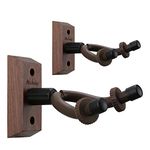 Neboic 2 Pack Guitar Wall Mount, Hard Wood Guitar Wall Hanger, Black Walnut Guitar Hook, Guitar Accessories for Acoustic Electric Bass Ukulele Guitar