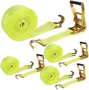 4 Pack 2 Inch Ratchet Straps Heavy Duty 20ft Tie Down Straps Ratchet with Double J Hook, 8000 LBS Break Strength, Cargo Ratchet Straps for Moving, Truck, Trailers, Motorcycles, Kayaks, Car Roof