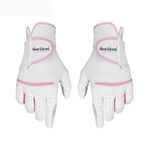 Scott Edward 1 Pair Leather Women's Golf Gloves Both Hand or 2 Pack Left Right Hand, Ladies Sports Gloves, Non-slip Wear-resistant Gloves, Breathable, Soft, Enhanced Grip And Comfort (Pink, 20-L)