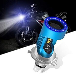 KaiDengZhe H4 HS1 LED Motorcycle Headlight Bulb with Blue Angel Eye 9003 HS1 High/Low LED Headlamp 12V 2600LM Replacement of H4 Halogen Lamp White 6000K(Pack of 1)