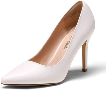 DREAM PAIRS Womens Closed Toe High Heels Dress Pointed Toe Wedding Pump Shoes, White Pu - 9 Wide (Christian-New-W)