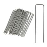 Relaxdays Securing Pegs Set of 25, Stainless, Bevelled Tips, Drive In, 15 cm Long, Galvanized Steel, Silver