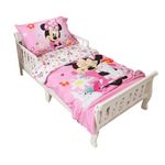 Disney Minnie Mouse Toddler Bedding Set EXPRESSIONS (3 Piece Set, Fits Standard Crib Mattress) Includes Microfiber Reversible Comforter, Fitted Sheet, Pillowcase for Kids (Official Disney Product)