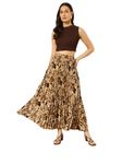 ZWERLON | Stylish Printed Skirt | Embrace Effortless Elegance with The Women | Floral Print Pleated Maxi Skirt Skirt Brown