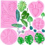 ZiXiang Tropical Leaf Silicone Mold Fan Leaf Fondant Mold Fern Leaves Candy Mold Flamingo Tropical Palm Leaf Chocolate Mold For Cake Decorating Cupcake Topper Polymer Clay Gum Paste Set Of 5