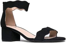 J. Adams Suede Open Toe Ankle Strap Sandal - Trendy Kitten Heel Shoe - Low Block Formal Heel - Mimi