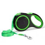 Amazon Basics Retractable Dog Leash | 5 Meter | for Large Dogs Up to 50 Kg | Heavy Duty Leash for Pets | Strong Nylon Tape, Anti-Slip Handle, Built in Spring, One-Click Brake Pause | Green
