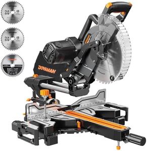 DOVAMAN Updated 10-Inch Dual Bevel Sliding Miter Saw, Multi-Material Cutting w/ 3 x TCT Blades, 2-Speed 5000/3200 RPM, LED Shadow Line, 0-45° Bevel & Miter Cut, Max Cut 3.5" x 13.4", 9 Positive Stops