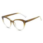 TECH-LINE-DIRECT FASHION ACCESSORIES Anti-blue Light Cat Eye Optical Glasses Women Clear Lens Classic Glasses Frames (Brown/Clear Frame + Clear Lens)