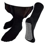 Dr.Socks Extra Wide Oedema Socks with Non Slip Grips Mens & Ladies | Bamboo Slipper Socks with Grippers for Swollen Legs Ankles & Feet (12-14, Black)