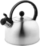 Venoly 2.5 Liter Whistling Tea Kettle - Modern Stainless Steel Whistling Tea Pot for Stovetop Hot Water Boiler with Cool Grip Ergonomic Handle (Silver, 2.5 Quarts/Liters)