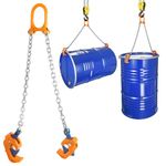 FAHKNS Chain Drum Lifter 2200lb/1T Oil Barrel Clamp Material Transport Tool，with G80 Lifting Chain Drum Lifter Chain Sling Alloy Steel Frame，for 55-Gallon Drums.Orange