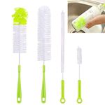 Vascinate 4-Piece Flexible Bottle Brush Multi-Purpose Cleaning Brush Set, Green Versatile Extra Long Brush | Cleaning inside Bottles & Straws | Durable & Non-Scratch Bristles