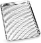 Bastwe Cookie Sheet and Cooling Rack Set, 16 inch Stainless Steel Baking Pan with a Rack, Professional Bakeware, Healthy & Non-toxic & Rustproof & Easy Clean & Dishwasher Safe