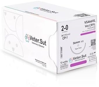 Veterinary Sutures - VeterSut VetCRYL Absorbable Polyglactin Surgical Suture USP Size 2-0, (CP-1) 1/2 36mm Reverse Cutting Needle, 36 Inches (90 cm), 12 Count, Veterinary Use