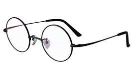 Agstum Pure Titanium Retro Round Optical Eyeglasses Frame Clear Lens (Black, 44)