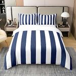 Pure Cotton Pastel Duvet Cover Single Navy Blue Red Stripes Bedding Set Indian Boho Southwestern Comforter Cover for Kids Boys Girls Farmhouse Rustic Country Bedroom Decor Comfy Quilt Cover