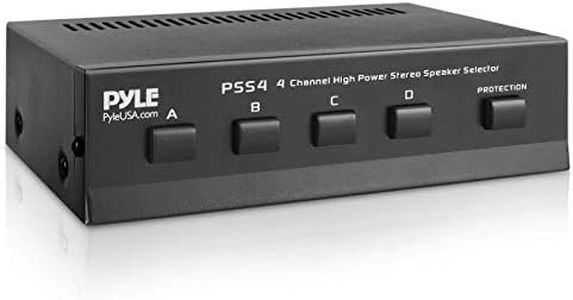 Pyle 4-Zone Channel Speaker Switch Selector - Premium New & Improved Switch Box Hub, Distribution Box for Multi-Channel High Powered Stereo Amp A/B/C/D Switches, 4 Pairs Of Speakers, Black