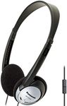 Panasonic Headphones, On-Ear Lightweight Earphones with Microphone and XBS for Extra Bass and Clear, Natural Sound, 3.5mm Jack for Phones and Laptops, Work from Home - RP-HT21M (Black & Silver)