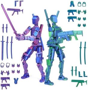 T13 Action Figure Set (Assembly Completed), 3D Printed Multi-Jointed, Titan 13 Action Figures, Multi-Articular Lucky Mobile Robot Nova T-13,Desktop Decorations for Game Lovers Toys (Purple/Green)