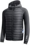 Pioneer Camp Running Jacket for Men Lightweight Puffer Jacket Hybrid Winter Warm Windbreaker Waterproof Insulated Thermal Coat Hiking Sport(Dark Grey)