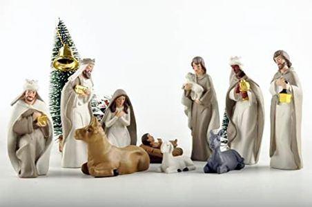 PlentifulHome 10-Piece Christmas Nativity Scene Set – Indoor Resin Manger Figurines, Small Holy Family Display for Tabletop & Holiday Decor