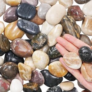 FAHAXIKI 40 lbs River Rocks Pebbles 1-2 Inch Polished Decorative Stones Natural Pebbles for Plants,Aquarium Gravel,Vase Fillers,Zen Garden & Succulent Bowl - Smooth Indoor/Outdoor Landscaping Stones