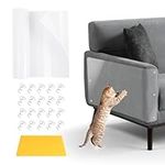 Anti Scratch Cat Furniture Protectors,Sofa Protectors from Pets Dog,Self Adhesive Transparent Single Side Couch Protector with 20 Pins for Couch,Carpet,Doors