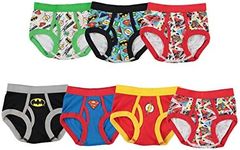 DC Comics Boys' 100% Cotton Briefs with Prints Including Superman, Batman, The Flash, Sizes 2/3t, 4t, 4, 6, 8 Underwear, Jl Logo 7pk, 2-3 Years (Pack of 7)