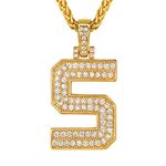 Richsteel Bling S Initial Chain Necklace Mens Women Gold Letter Hip Hop Pendant