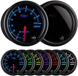 GlowShift Tinted 7 Color 10,000 RPM Tachometer Gauge - for 1-10 Cylinder Gas Powered Engines - Black Dial - Smoked Lens - 2-1/16" 52mm