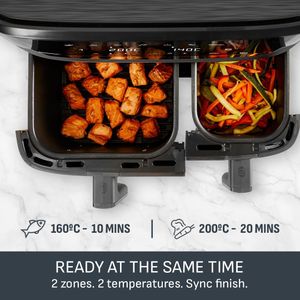 Tefal Easy Fry Dual Zone Digital Air Fryer, 8.3L, 2 Drawers – Non-Stick, 8-in-1, Coal Grey