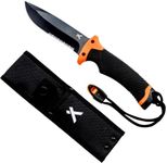 Bear Grylls Ultimate Knife - Fixed Blade Knife, Full Tang Knife with Serrated Edge, Fire Striking Edge, and Emergency Whistle, Includes Sheath - 4.75” Blade, Stainless Steel Blade, Black