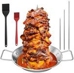 Al Pastor Skewer for Grill, Vertical Shawarma Skewer Stand, Vertical Spit for Oven with 3 Removable Spikes (8”/10"/12”) and 2 Brushes, For Tacos Al Pastor, Shawarma Kebabs Smoker Oven BBQ Dishes