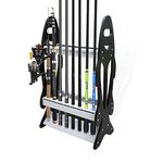 BQKOZFIN 16 Fishing Pole Rod Rack Holder For Fishing Rods Removable Storage Fishing Rod Display Rack For All Types of Fishing Rods and Combos（Black）