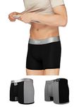 XYXX Men's Underwear Dualist IntelliSoft Antimicrobial Micro Modal Trunk Pack of 3 (Black & Steel Grey ; Black ; Steel Grey & Black; L)