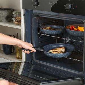 Russell Hobbs Nightfall Stone Frying Pan Set – Non-Stick, 3-Piece, Detachable Handle, Stackable