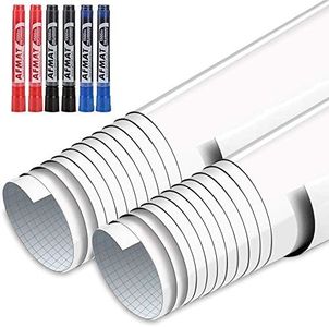 AFMAT Whiteboard Sticker, 11ft Dry Erase Wallpaper, Peel and Stick Whiteboard Contact Paper for Wall, 132'' x 17.3'' White Board Stick on Wall, Dry Erase Board Roll Adhesive, 6 Markers, 2 Rolls WS002