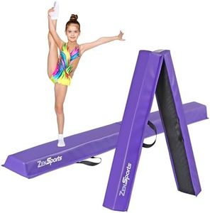 ZENY 6ft Folding Gymnastics Balance Beam Foam Floor Balance Beam Bar with Anti-slip Base Walking Beams Home Gymnastics Equipment for Kids Adults (Purple)