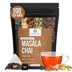 BLENDART, India's Original Masala Chai Tea bags (100 Count) Classic Assam Black Tea blended with Ginger Cardamom and Exotic Spices Robust & Spicy Whole Loose-Leaf Tea Bags, Teabag in Resealable Pouch