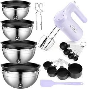 Lord Eagle 5-Speed Hand Mixer Electric With 4 Mixing Bowls Set