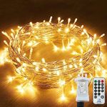 String Lights Mains Powered, 120 LED 15M/49Ft Fairy Lights Waterproof，with 8 Modes Remote Control Fairy Lights Indoor/Outdoor for Garden, Gazebo, Party, Wedding, Christmas Decorations (Warm White)