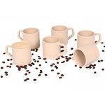 Eha Earth-Friendly Comfy Coffee Cup Set of 6 | 200 ml | Made with Rice Husk & Bamboo Fibers | Microwave Safe | for Hot & Cold Coffee Mug, Tea & Milk | Natural Matte Finish | Sand