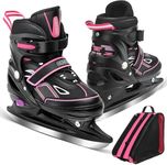 OBENSKY Ice Skates for Kids - Adjustable Ice Skating Shoes with Free Ice Skating Bag - Fun Hockey Skates for Toddlers, Boys and Girls - Suitable for Outdoor and Skating Rink- Large (3-6), Purple