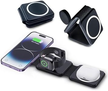 Hd-line Cargador magnético inalámbrico 3 en 1, Cargador Plegable, Compatible con iPhone 15, 14, 13, 12, Apple Watch Ultra 9/8/7/6/5/4/3/2/SE/AirPods 2/3/Pro, Cargador rápido, Negro