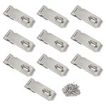 Pxyelec 6 Pack Padlock Hasp Latch 304 Stainless Steel Security Door Clasp Hasp Lock Latch Lock Safety Padlock Clasp with Screws for Furniture, Cabinet, Drawer, Cupboard and Closet,4 inch